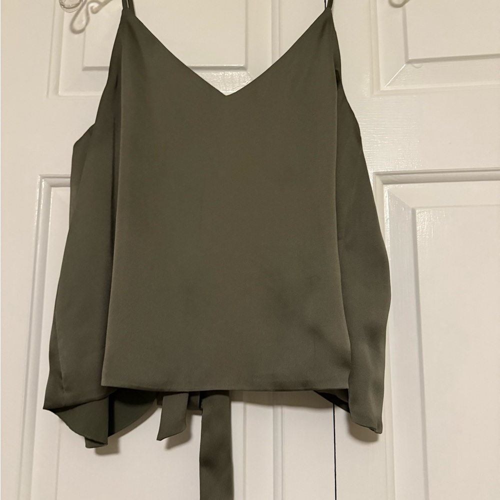 Bar III Green Asymmetrical Tie Front Camisole